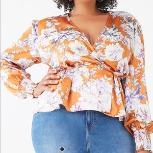 F21+ Floral satin top